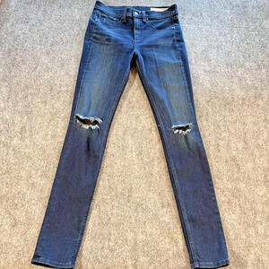 Rag & Bone 10" High Rise Skinny Jeans Women 26 Mojave Dark Wash Distressed W1532